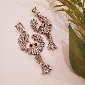 Rhinestone Lobster Earrings NWT
